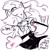 Size: 2048x2048 | Tagged: safe, artist:moved-goodbai, amy rose, blaze the cat, cat, hedgehog, 2019, amy x blaze, amy's halterneck dress, blaze's tailcoat, blushing, clothes, cute, dress, english text, female, females only, glasses, lesbian, shipping, sketch