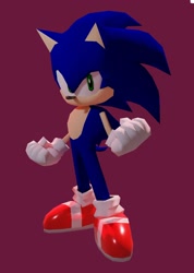 Size: 1390x1951 | Tagged: safe, artist:isboi27, sonic the hedgehog, 2024, 3d, clenched fists, looking at viewer, purple background, simple background, solo, standing