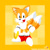 Size: 650x650 | Tagged: safe, artist:mylafox, miles "tails" prower, 2007, abstract background, classic tails, holding something, lineless, looking at viewer, mouth open, ring, smile, solo, standing