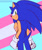 Size: 5000x6000 | Tagged: safe, artist:sonikku's girl, sonic the hedgehog, 2023, headcanon, looking back at viewer, pride, pride flag, pride flag background, signature, smile, solo, standing, top surgery scars, trans male, trans pride, transgender