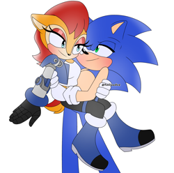 Size: 2240x2223 | Tagged: safe, artist:anidoodlez, sally acorn, sonic the hedgehog, shipping, sonally, straight