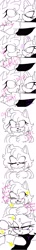 Size: 768x5388 | Tagged: safe, artist:chiquitosilver, amy rose, blaze the cat, cat, hedgehog, 2019, amy x blaze, comic, cute, english text, female, females only, lesbian, line art, looking at each other, shipping, sketch, sleeping, sparkles