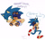 Size: 1544x1385 | Tagged: safe, artist:emthimofnight, sonic the hedgehog, oc, oc:stellar the hedgehog, hedgehog, dialogue, duo, dust clouds, english text, fankid, father and child, father and daughter, happy, parent:shadow, parent:sonic, parents:sonadow, riding on back, running, simple background, smile, white background