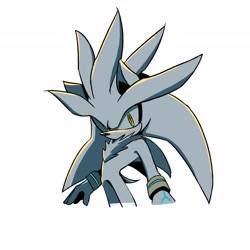 Size: 1516x1516 | Tagged: safe, artist:chilidog_16, silver the hedgehog, 2024, looking at viewer, simple background, solo, standing, white background