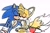 Size: 2048x1362 | Tagged: safe, artist:devotedsidekick, editor:sontailsreddit, miles "tails" prower, sonic the hedgehog, 2014, blushing, blushing ears, cute, duo, edit, eyes closed, gay, hand on another's back, heart, kiss on cheek, kneeling, shipping, simple background, sitting, smile, sonic x tails, upscaled, white background