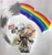 Size: 1910x2048 | Tagged: safe, artist:sonicrelated, tangle the lemur, whisper the wolf, lemur, wolf, 31 days sonic, 2022, arm around shoulders, blushing, blushing ears, cute, duo, female, flag, gay pride, holding something, lesbian, lesbian pride, pride, pride flag, shipping, signature, smile, standing, tangabetes, tangle x whisper, traditional media, whispabetes