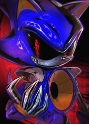 Size: 1200x1680 | Tagged: safe, artist:moonrin__, metal sonic, 2024, abstract background, black sclera, robot, solo