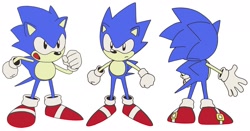 Size: 2048x1073 | Tagged: safe, artist:bridgeoffaust, sonic the hedgehog, sonic the ova, 2023, reference sheet, simple background, solo, standing, white background