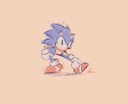 Size: 787x641 | Tagged: safe, artist:s4re_imagined, sonic the hedgehog, 2023, orange background, simple background, sketch, solo, stretching