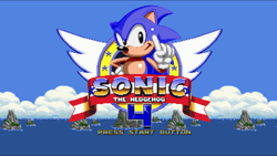 Size: 1920x1080 | Tagged: safe, sonic the hedgehog, 2023, screenshot, solo, sonic 4: episode 1 re-imagined (fangame), title screen