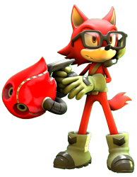 Size: 1393x1799 | Tagged: safe, artist:detective-puppet, gadget the wolf, sonic forces, 2018, 3d, fangs, frown, holding something, looking offscreen, simple background, solo, standing, transparent background, wispon