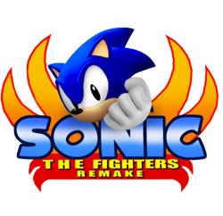 Size: 690x667 | Tagged: safe, artist:danielvieirabr2020, sonic the hedgehog, 2021, 3d, classic sonic, clenched fist, logo, remake, simple background, solo, sonic the fighters, transparent background