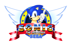 Size: 3000x2000 | Tagged: safe, artist:gogeta16a, sonic the hedgehog, sonic the hedgehog (1991), 2012, classic sonic, looking at viewer, remake, sega logo, simple background, smile, solo, title screen, transparent background