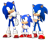 Size: 2302x1875 | Tagged: safe, artist:finnakira, sonic the hedgehog, 2014, 3d, classic sonic, classic sonic (universe), looking at each other, self paradox, simple background, sonic boom (tv), standing, transparent background, trio