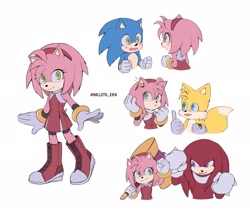 Size: 2048x1738 | Tagged: safe, artist:hallsth_eien, amy rose, knuckles the echidna, miles "tails" prower, sonic the hedgehog, sonic the hedgehog (2020)