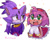 Size: 523x422 | Tagged: safe, artist:burnttoawst, amy rose, blaze the cat, cat, hedgehog, 2023, amy x blaze, amy's halterneck dress, blaze's tailcoat, blushing, clothes, cute, dress, female, females only, hands together, hearts, lesbian, looking at them, mouth open, shipping