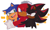 Size: 1935x1177 | Tagged: safe, artist:burnttoawst, knuckles the echidna, shadow the hedgehog, sonic the hedgehog, blushing, hug train, hugging, hugging from behind, knuxadow, knuxonadow, knuxonic, lidded eyes, looking at each other, looking at them, one eye closed, polyamory, shadow x sonic, shipping, signature, simple background, smile, star (symbol), trio, white background