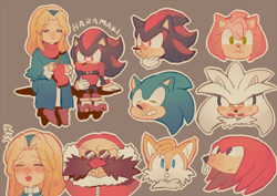 Size: 900x637 | Tagged: safe, artist:fumomo, amy rose, knuckles the echidna, maria robotnik, miles "tails" prower, robotnik, shadow the hedgehog, silver the hedgehog, sonic the hedgehog, sick