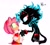Size: 2000x1802 | Tagged: safe, artist:bombchan, amy rose, blaze the cat, cat, hedgehog, 2024, amy x blaze, amy's halterneck dress, cute, english text, female, females only, lesbian, looking at each other, prototype blaze, shipping