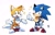 Size: 2048x1321 | Tagged: safe, artist:thatbirdguy_, miles "tails" prower, sonic the hedgehog, 2024, classic sonic, classic sonic (universe), classic tails, clenched teeth, duo, hand on hip, looking at viewer, mouth open, signature, simple background, smile, sparkles, standing, thumbs up, white background