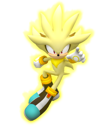 Size: 600x700 | Tagged: safe, artist:nibroc-rock, silver the hedgehog, 2014, 3d, flying, glowing, looking at viewer, simple background, solo, sonic world dx, super form, super silver, transparent background