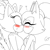 Size: 2048x2048 | Tagged: safe, artist:triplettailedfox, blaze the cat, whisper the wolf, cat, wolf, 2024, blaze x whisper, blushing, duo female, exclamation mark, eyes closed, female, females only, frizzed, heart, kiss, lesbian, line art, mobius.social exclusive, shipping, shrunken pupils, signature, simple background, solo, standing, surprise kiss, surprised, sweatdrop, white background