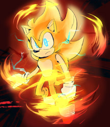 Size: 1856x2150 | Tagged: safe, artist:cloudofsalt, sonic the hedgehog, super sonic 2, frown, glowing eyes, looking at viewer, solo, sonic frontiers: final horizon, super form