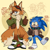 Size: 1400x1400 | Tagged: safe, artist:maskofnova, miles "tails" prower, sonic the hedgehog, 2024, abstract background, age swap, alternate shoes, alternate universe, brown gloves, clothes, duo, english text, goggles, goggles around neck, goggles on head, jacket, pawpads, paws, smile, standing, thumbs up, toeless socks, wagging tail
