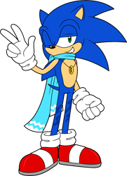 Size: 1280x1767 | Tagged: safe, artist:hazardous-andy, sonic the hedgehog, 2021, alternate universe, clenched fist, gay, lidded eyes, looking at viewer, necklace, ring (jewelry), scar, scarf, simple background, smile, standing, transparent background, v sign, wink