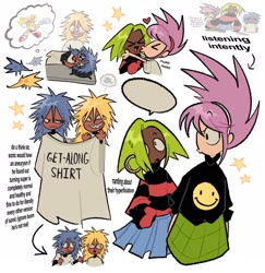 Size: 2091x2151 | Tagged: safe, artist:huhermm, amy rose, sonic the hedgehog, tekno the canary, human, fleetway amy, fleetway super sonic, humanized, lesbian, shipping, teknamy