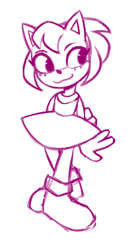 Size: 350x636 | Tagged: safe, artist:ohthatnk, amy rose, amybetes, cute, line art, looking offscreen, simple background, smile, solo, white background
