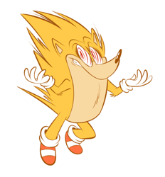 Size: 970x1045 | Tagged: safe, artist:theredblooper, sonic the hedgehog, fleetway super sonic, looking at viewer, simple background, smile, solo, super form, white background