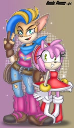Size: 1080x1858 | Tagged: safe, artist:nonicpower, amy rose, crossover, duo female, tawna bandicoot