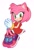 Size: 946x1405 | Tagged: safe, artist:mossan315, amy rose, hedgehog, 2022, alternate shoes, amy's halterneck dress, amybetes, blushing, dress, female, hands together, looking at viewer, simple background, smile, solo, white background