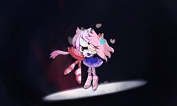 Size: 2048x1229 | Tagged: safe, artist:hyperurne, amy rose, blaze the cat, cat, hedgehog, 2024, amy x blaze, ballerina, cute, eyes closed, female, females only, hearts, lesbian, noses are touching, shipping