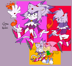 Size: 1280x1178 | Tagged: safe, artist:punkray, amy rose, blaze the cat, cat, hedgehog, 2017, amy x blaze, amy's classic dress, classic amy, cute, female, females only, flame, hugging, lesbian, looking at viewer, shipping