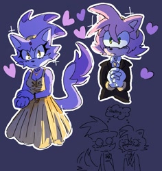 Size: 1793x1900 | Tagged: safe, artist:hydrappled, amy rose, blaze the cat, cat, hedgehog, 2024, amy x blaze, cute, dress, english text, female, females only, hands together, hearts, lesbian, looking at each other, shipping, tuxedo