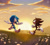 Size: 2048x1843 | Tagged: safe, artist:galaxylover06, shadow the hedgehog, sonic the hedgehog, backlighting, clouds, duo, field, flower, gay, grass, grass field, hill, looking at each other, mouth open, outdoors, running, shadow x sonic, shipping, signature, smile, sun, sunset