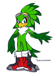Size: 1000x1369 | Tagged: safe, artist:survivalstep, jet the hawk, looking at viewer, signature, simple background, smile, solo, sonic riders, standing, white background