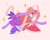 Size: 4096x3277 | Tagged: safe, artist:polsdreams, amy rose, blaze the cat, cat, hedgehog, 2024, amy x blaze, amy's halterneck dress, blaze's tailcoat, blushing, clothes, cute, dress, eyes closed, female, females only, hand on cheek, heart, kiss on hand, lesbian, shipping, sparkles