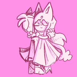 Size: 1080x1080 | Tagged: safe, artist:head---ache, amy rose, blaze the cat, cat, hedgehog, 2022, amy x blaze, cute, dancing, female, females only, holding hands, lesbian, shipping, sketch