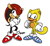 Size: 856x794 | Tagged: safe, artist:syuuper-archive, mighty the armadillo, ray the flying squirrel, armadillo, flying squirrel, squirrel, sonic mania, arms folded, duo, looking at viewer, signature, simple background, standing, vulgar description, white background, wink