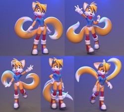 Size: 2000x1809 | Tagged: safe, artist:jacobovrick, miles "tails" prower, 3d, clothes, gender swap