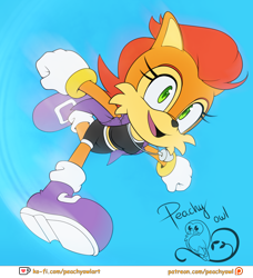 Size: 2164x2372 | Tagged: safe, artist:peachyowlart, sally acorn, running, sally's ringblader outfit