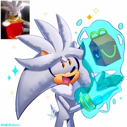 Size: 2048x2048 | Tagged: safe, artist:briclow1, silver the hedgehog, happy meal, mcdonalds, reference inset
