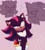 Size: 2000x2200 | Tagged: safe, artist:tawfee, shadow the hedgehog, ear fluff, heart, mouth open, no pupils, pink background, signature, simple background, solo, standing