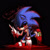 Size: 1000x1000 | Tagged: semi-grimdark, artist:kchak, sonic the hedgehog, oc, oc:sonic.exe, 2013, black background, black sclera, bleeding, bleeding from eyes, blood, dialogue, dripping blood, english text, looking at viewer, pointing, simple background, solo, walking