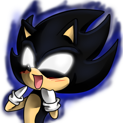 Size: 510x510 | Tagged: safe, artist:paurachan, sonic the hedgehog, 2013, blushing, cute, dark form, dark sonic, glowing eyes, icon, mouth open, simple background, smile, solo, sonabetes, transparent background