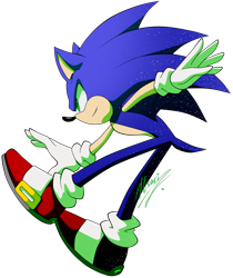 Size: 1166x1391 | Tagged: safe, artist:myly14, sonic the hedgehog, 2013, looking offscreen, signature, simple background, smile, solo, transparent background