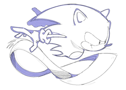 Size: 904x652 | Tagged: safe, artist:infmilk, sonic the hedgehog, 2024, classic sonic, line art, looking ahead, looking offscreen, redraw, simple background, smile, solo, super peel-out, white background